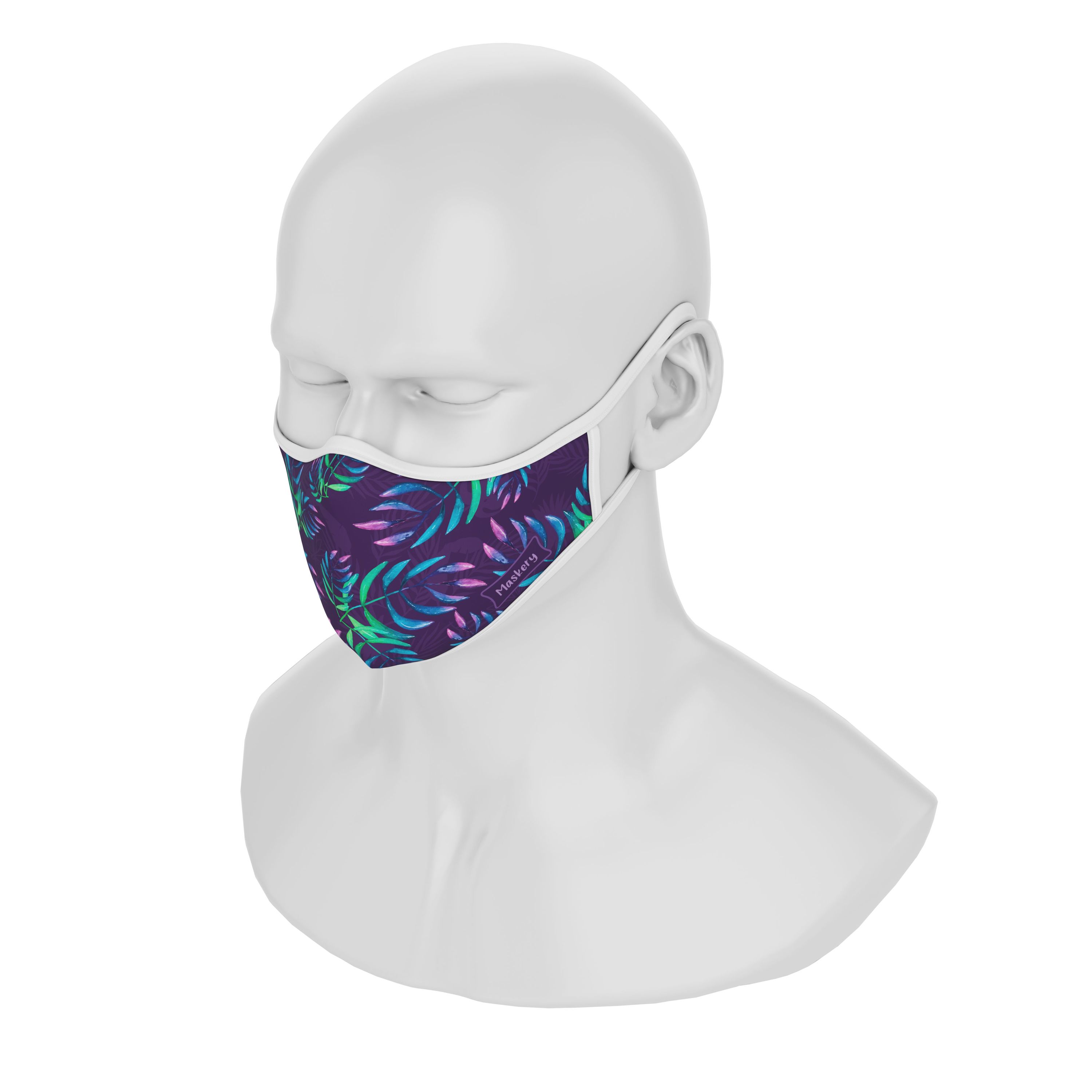 Maskery Premium Face Mask featuring a vibrant Avatar Leaves design, made from high-quality neoprene fabric for comfort and protection.