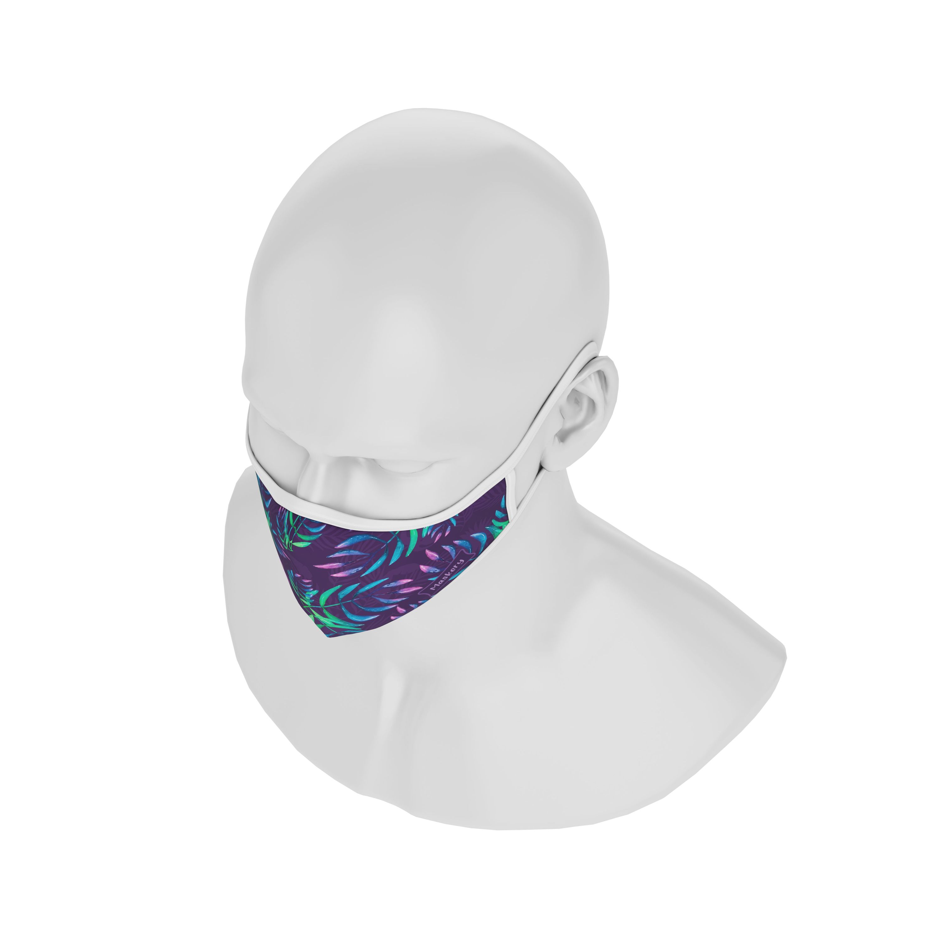 Maskery Premium Face Mask featuring a vibrant Avatar Leaves design, made from high-quality neoprene fabric for comfort and protection.