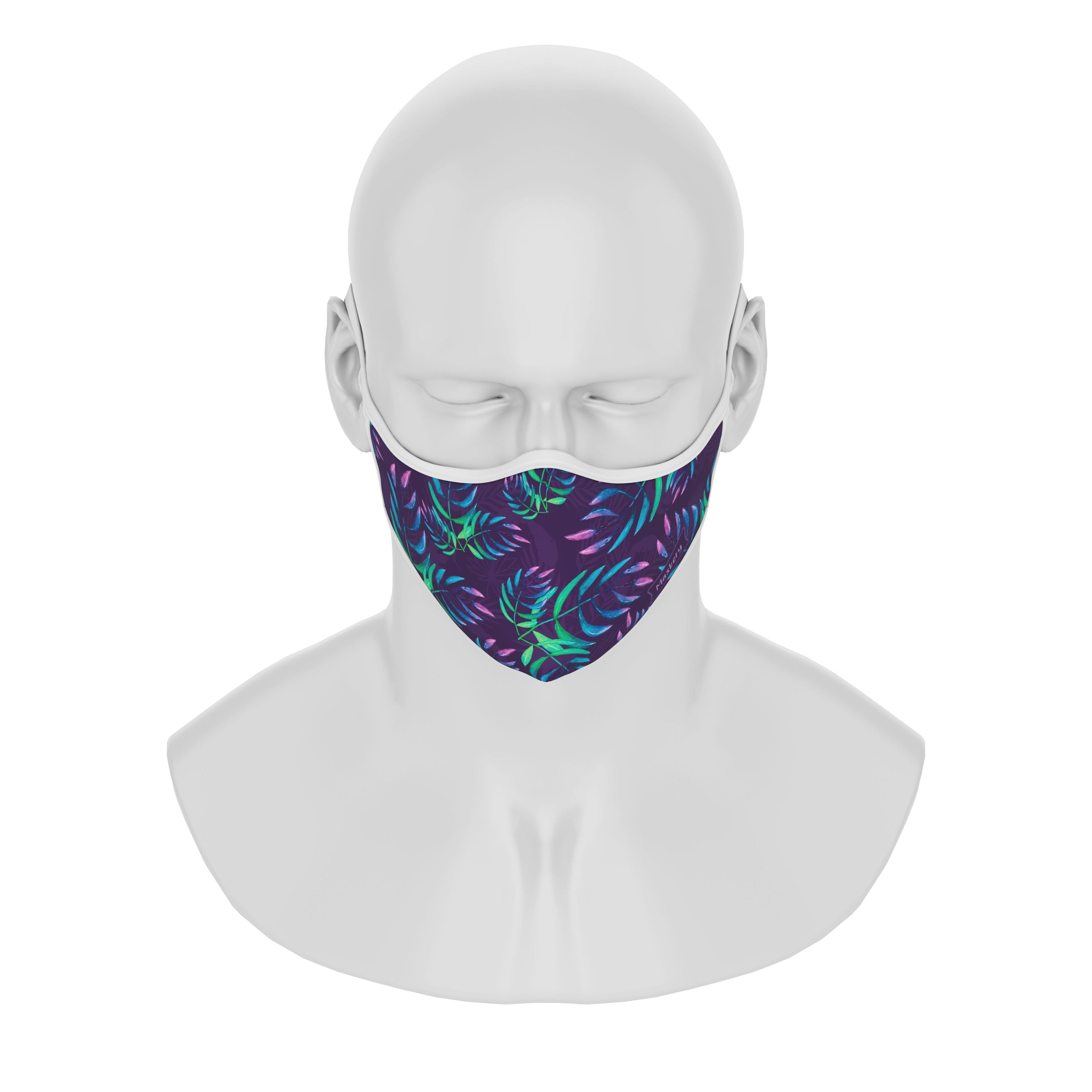 Maskery Premium Face Mask featuring a vibrant Avatar Leaves design, made from high-quality neoprene fabric for comfort and protection.