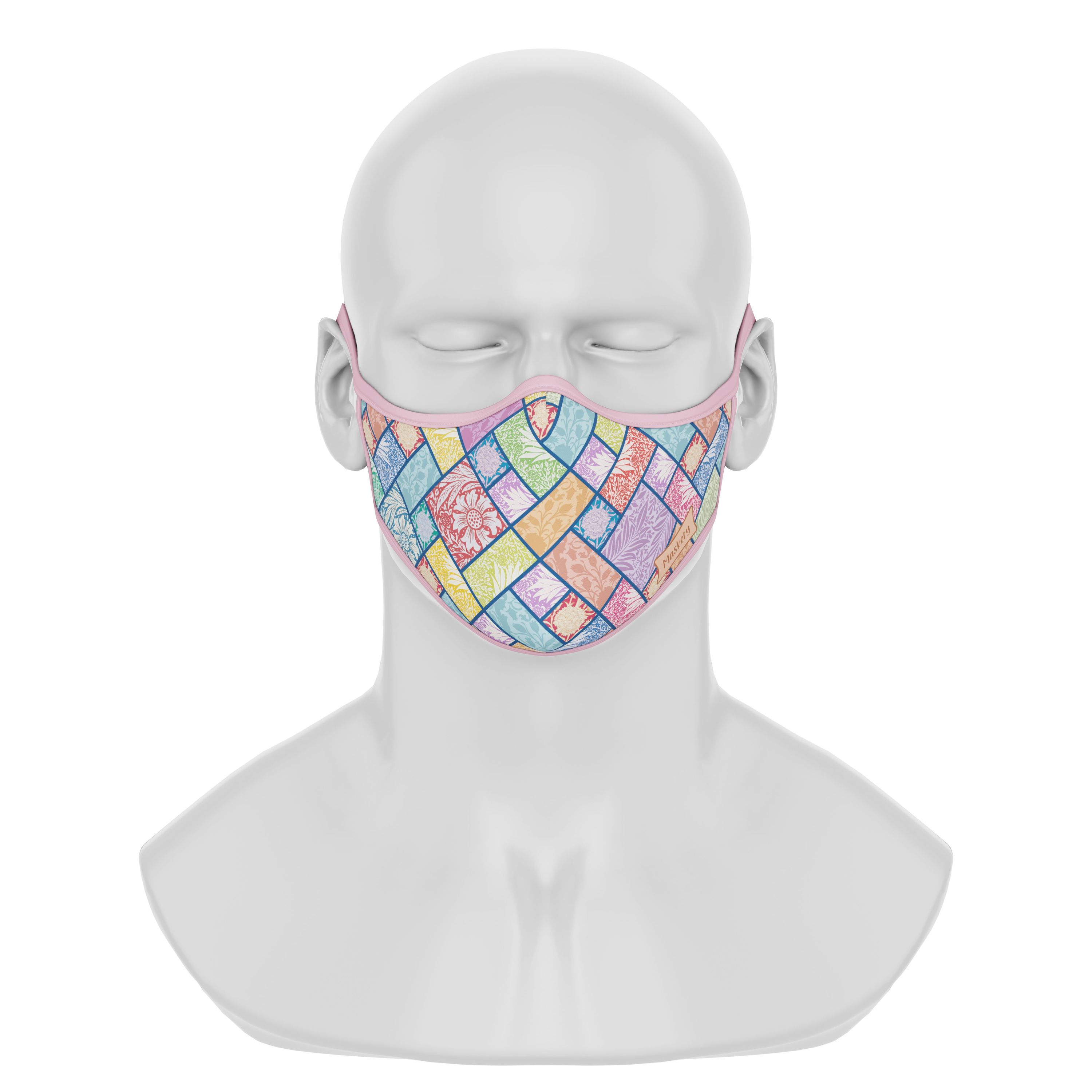 Maskery Premium Face Mask My Flower Garden featuring a colorful floral design, made from high-quality neoprene fabric for comfort and protection.