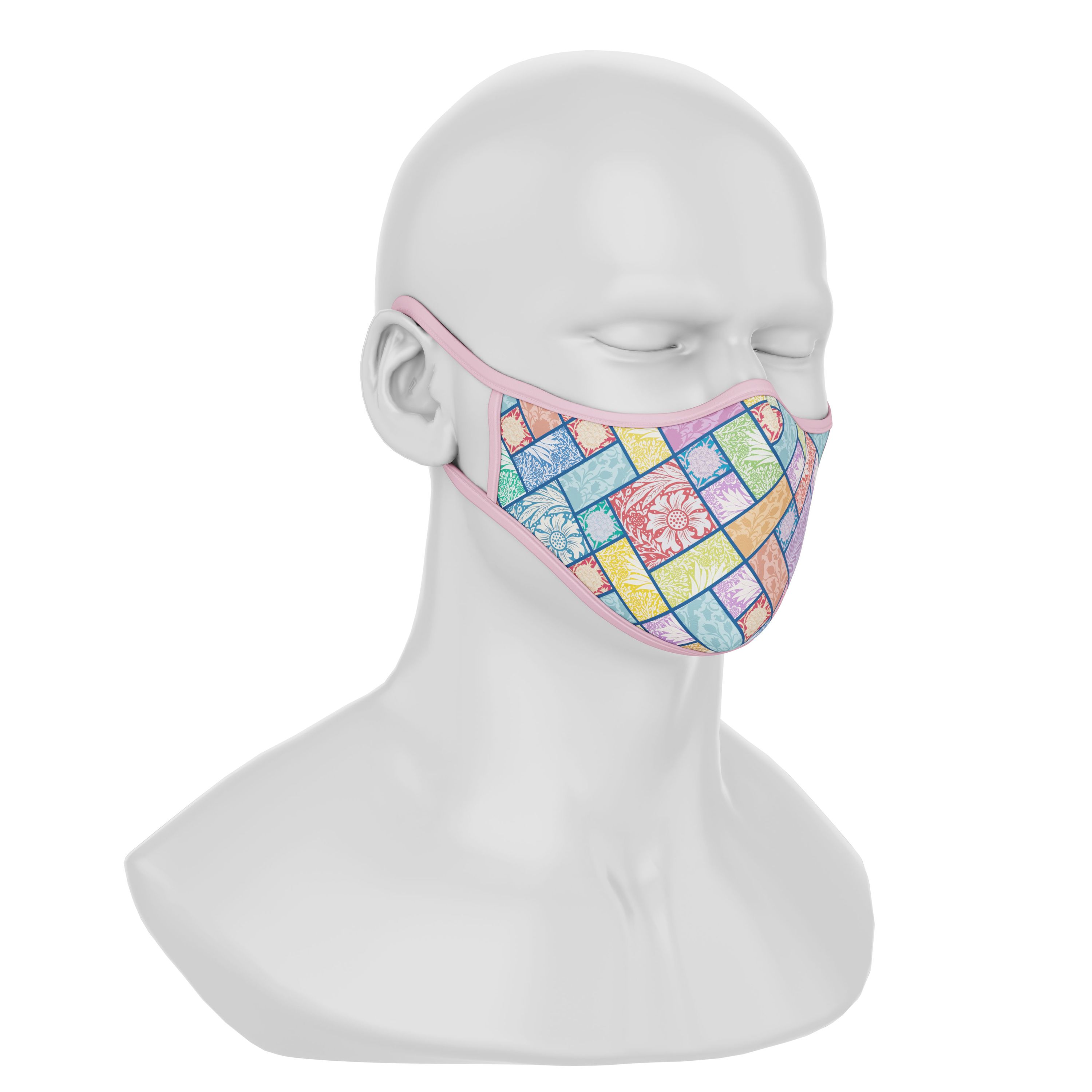 Maskery Premium Face Mask My Flower Garden featuring a colorful floral design, made from high-quality neoprene fabric for comfort and protection.