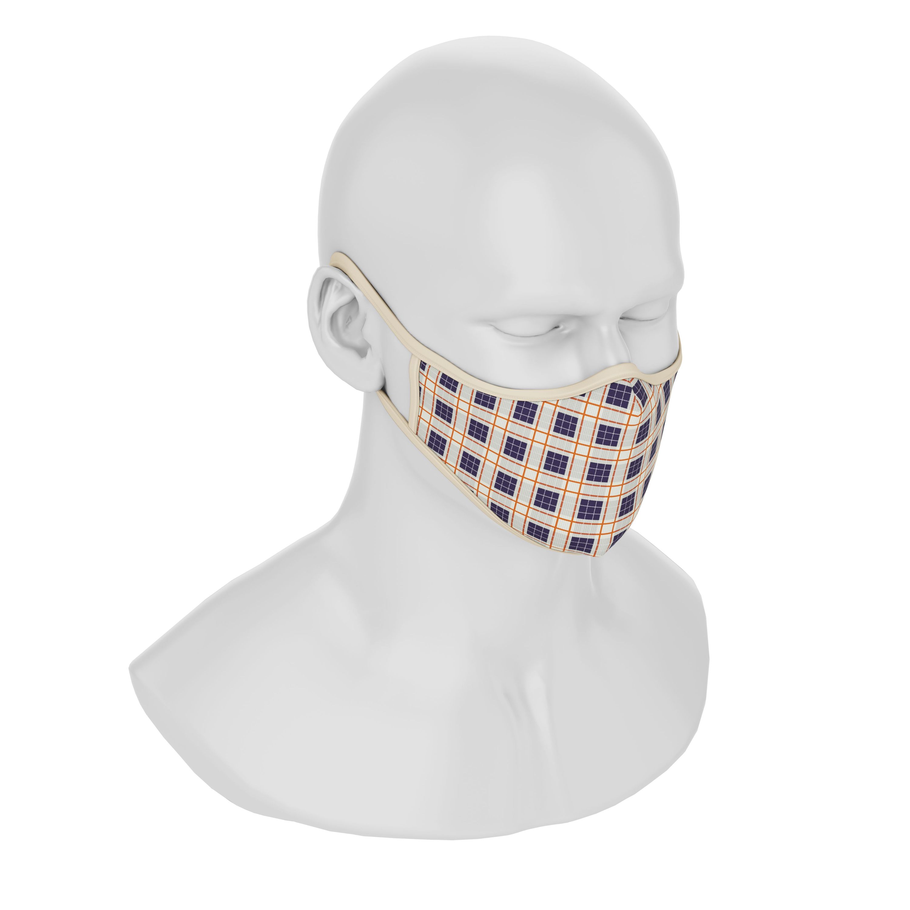 Maskery Premium Face Mask in plaid design, made from high-quality neoprene fabric, suitable for both men and women.