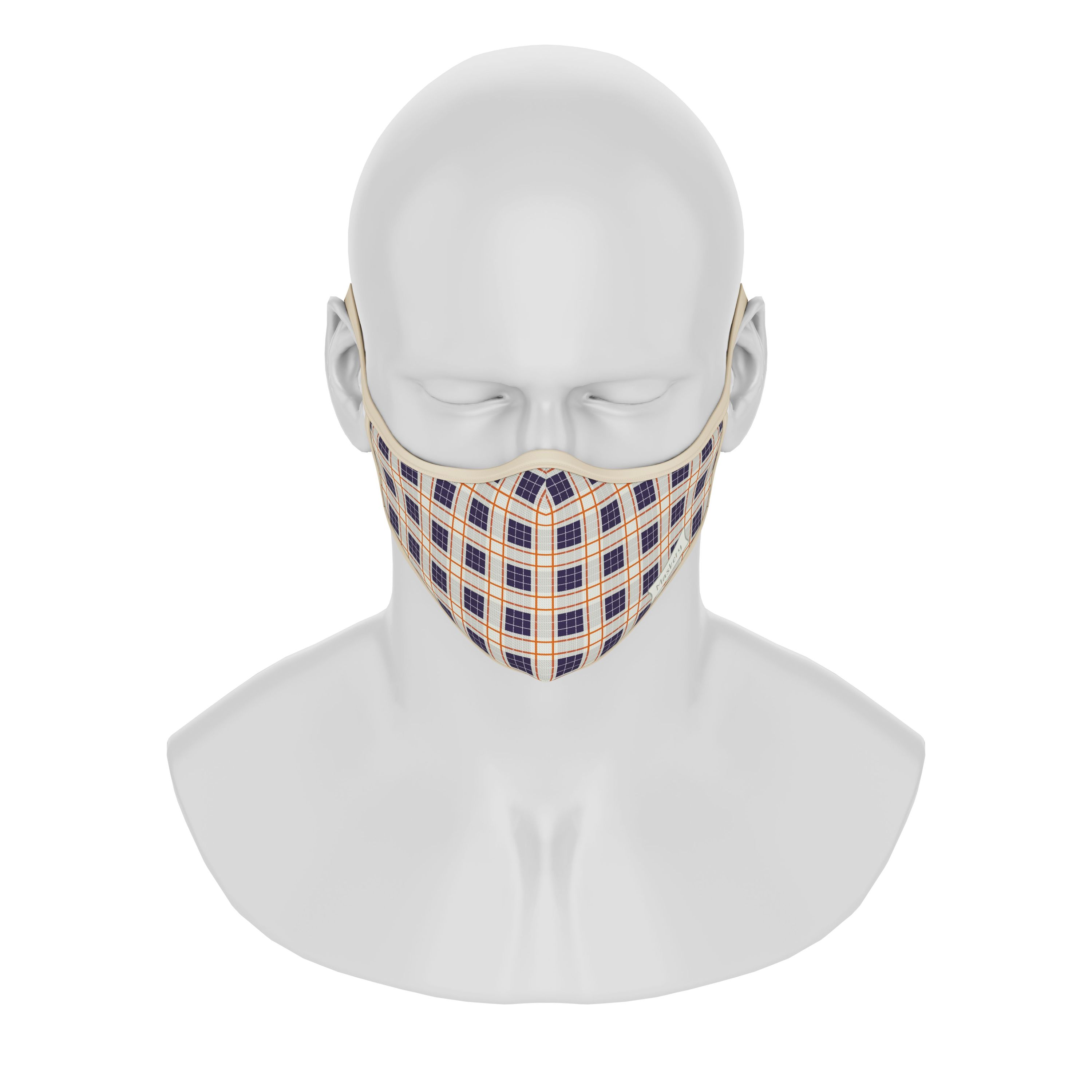 Maskery Premium Face Mask in plaid design, made from high-quality neoprene fabric, suitable for both men and women.