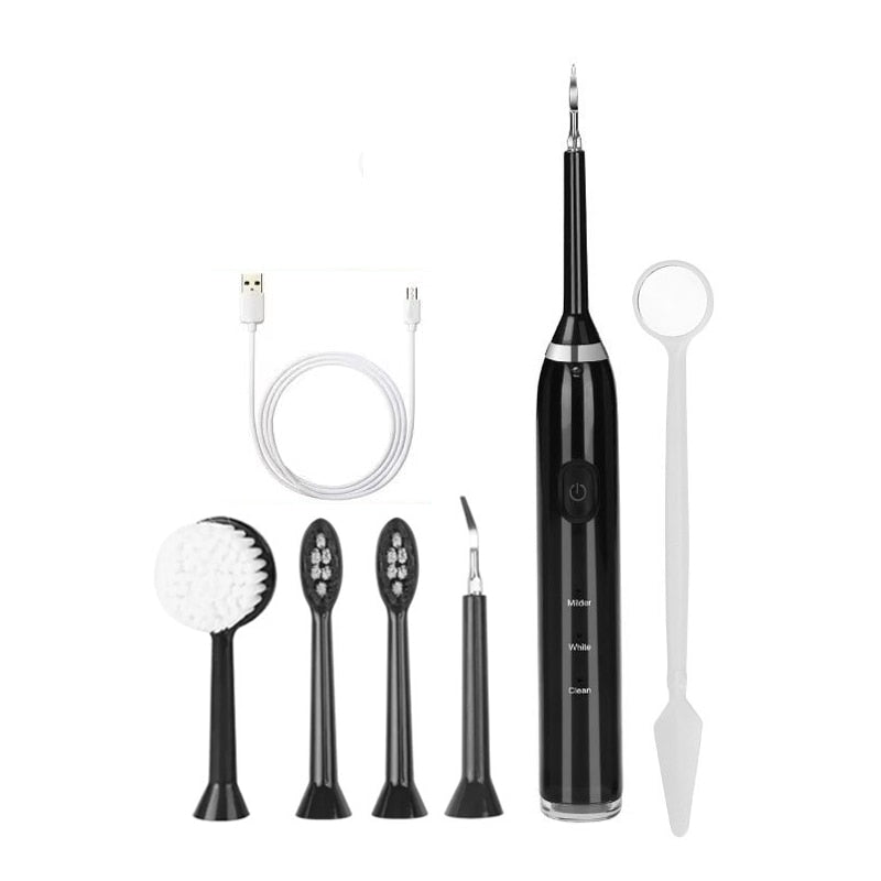 New Electric Teeth Cleaner Sonic Toothbrush with multiple heads and USB charging cable, designed for effective dental care.