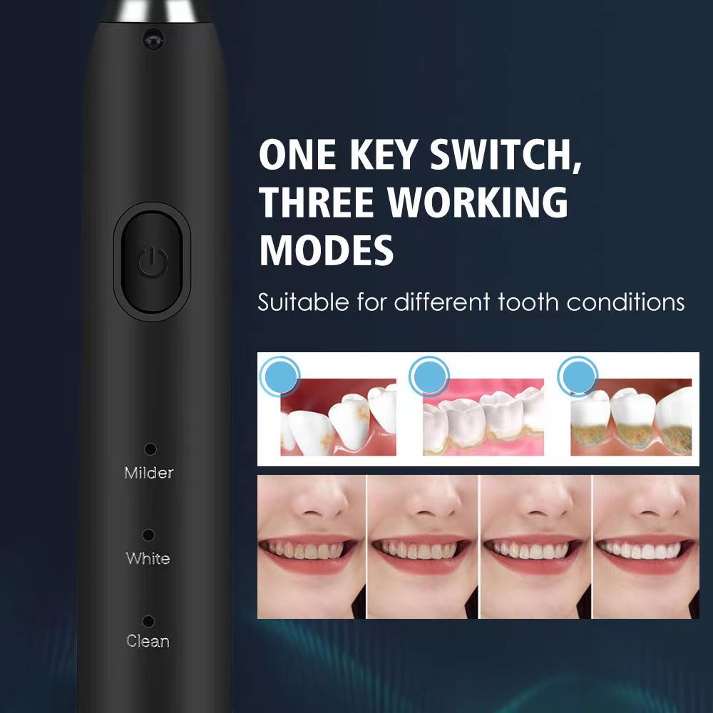 New Electric Teeth Cleaner Sonic Toothbrush with multiple heads and USB charging cable, designed for effective dental care.