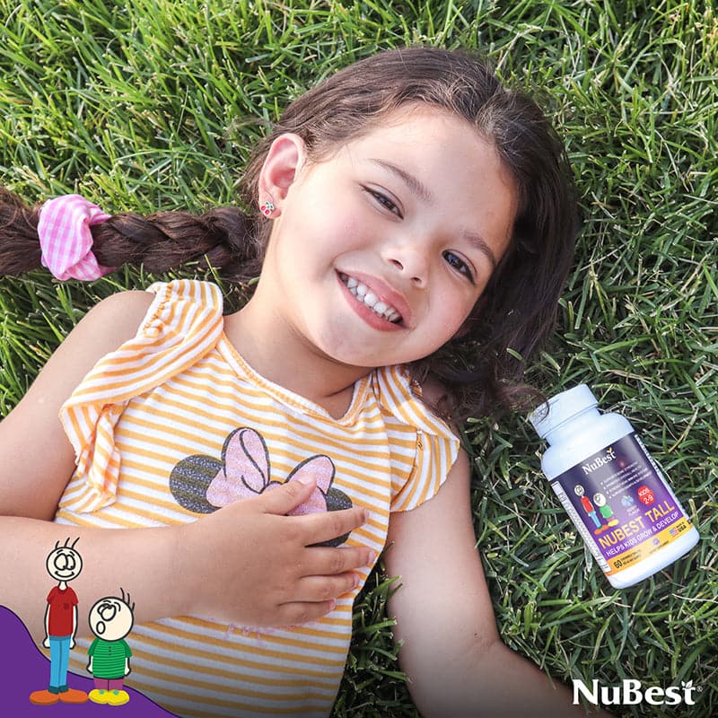 NuBest Tall Kids multivitamins in berry flavor, 60 chewable tablets for children aged 2-9, promoting healthy growth and development.