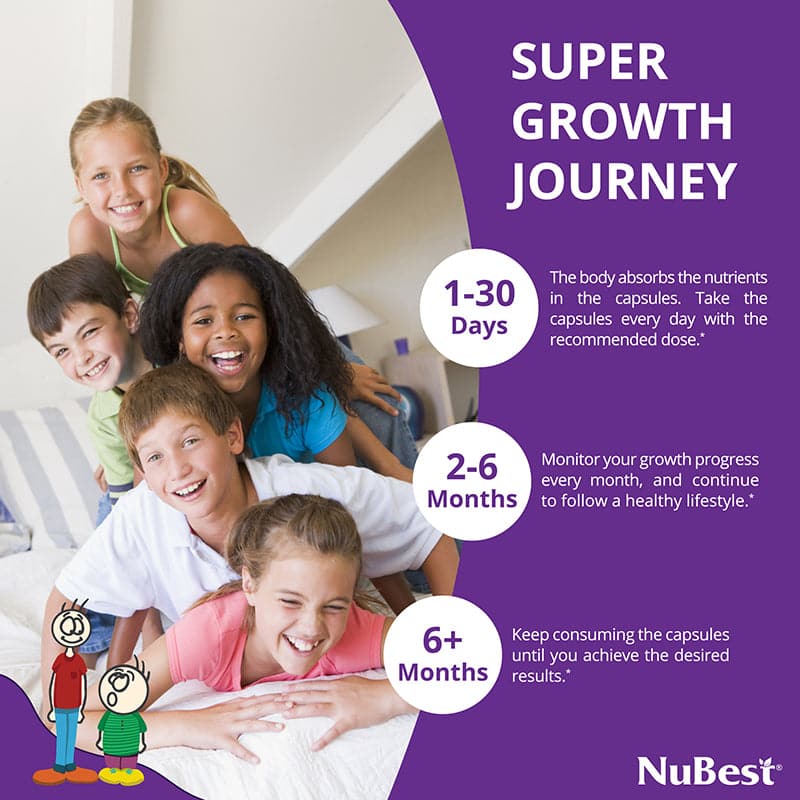 NuBest Tall supplement bottle for kids and teens, featuring a vibrant label and capsules, designed to support bone growth and overall health.