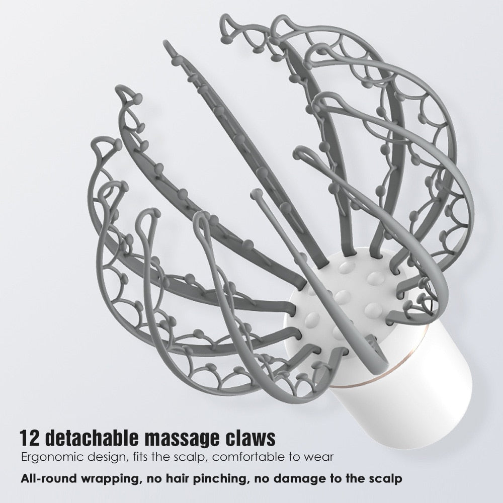 Octopus Electric Head Massager with detachable claws and ergonomic design for relaxation.