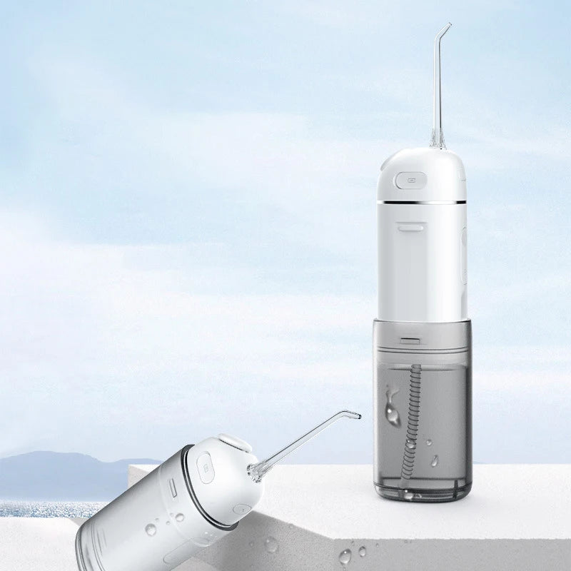 Portable mini Oral Irrigator Dental Thread Irrigation Water Flosser with a sleek design, IPX7 waterproof rating, and Type-C charging port.