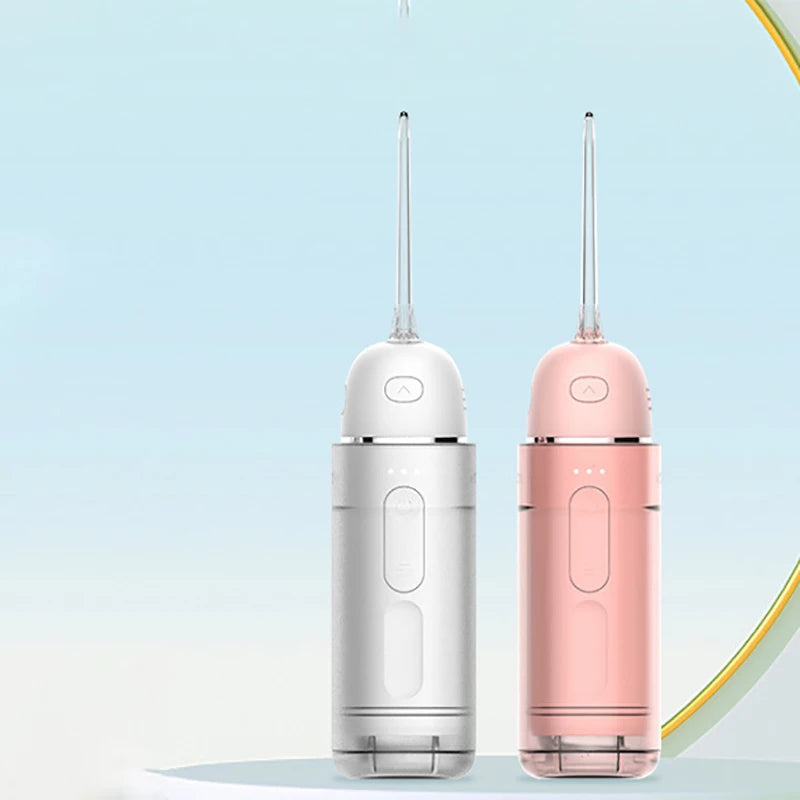 Portable mini Oral Irrigator Dental Thread Irrigation Water Flosser with a sleek design, IPX7 waterproof rating, and Type-C charging port.