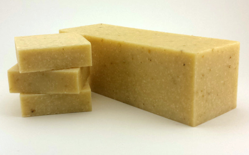 Organic Greek Yogurt Soap bar with natural ingredients, showcasing its creamy texture and organic oils.