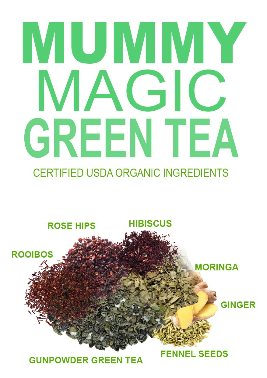 A box of Organic Slimming Herbal Tea featuring Moringa, with sachets inside, set against a natural backdrop.