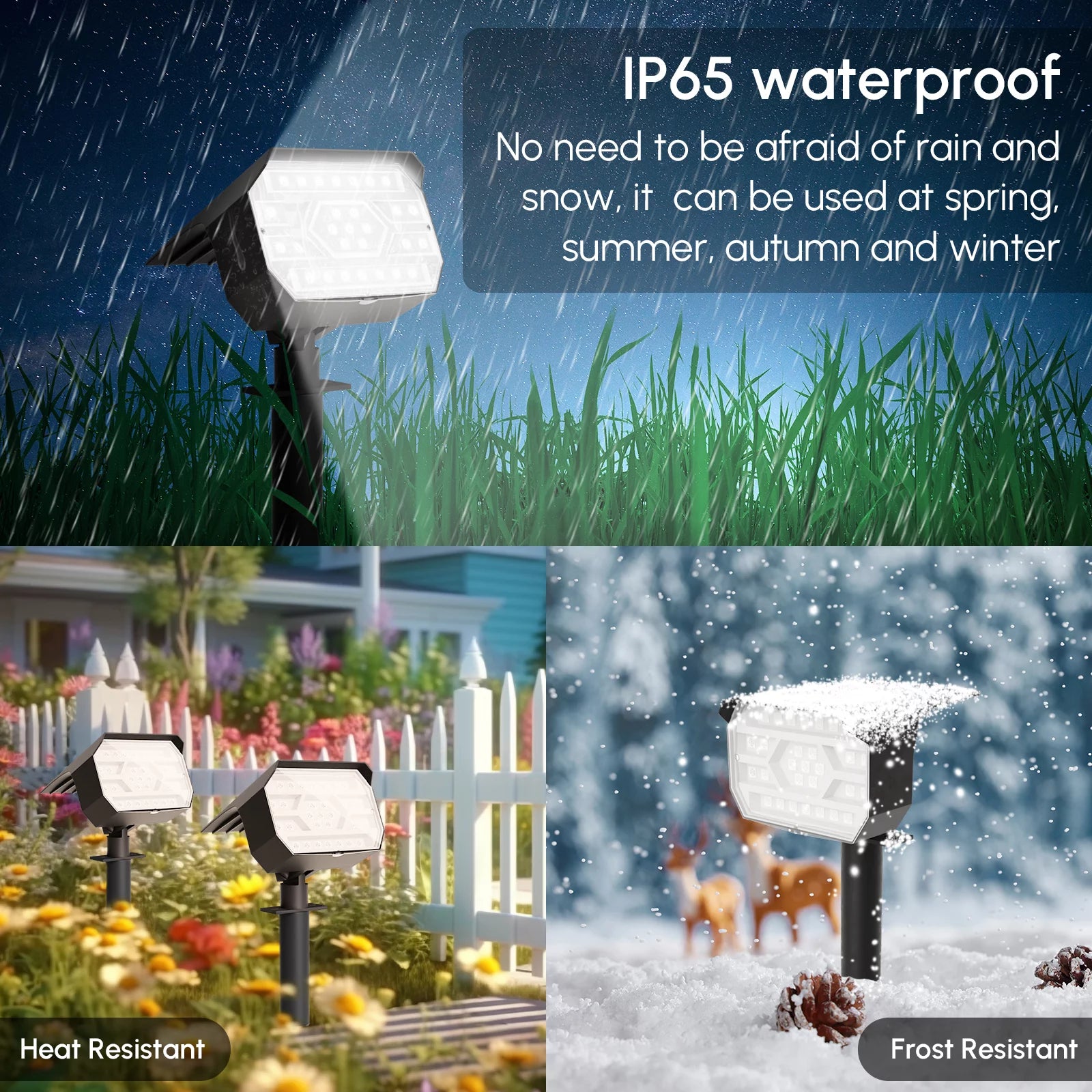 OriginalSoucing Garden Solar Powered Spotlights with multiple colors and waterproof design, ideal for outdoor lighting.