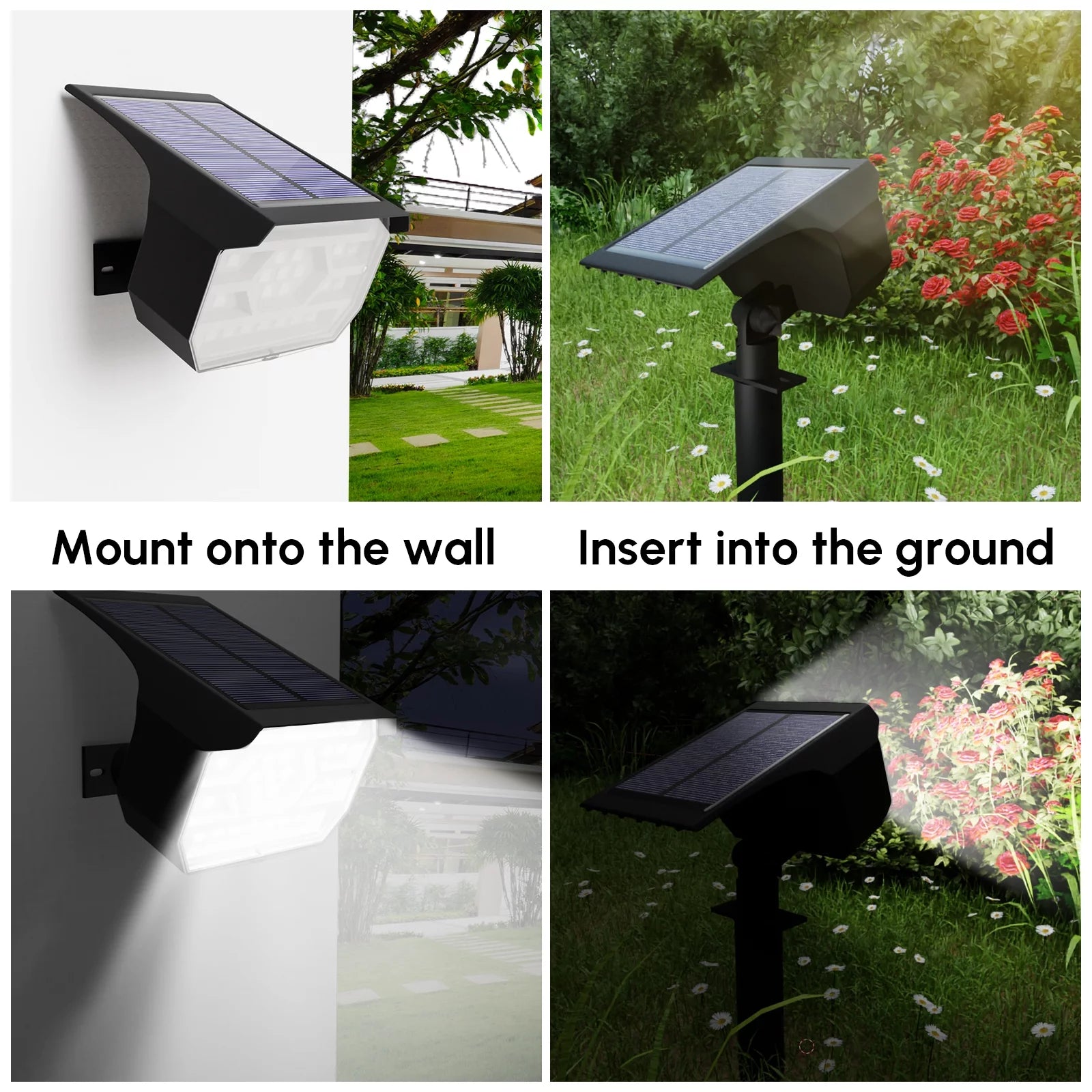 OriginalSoucing Garden Solar Powered Spotlights with multiple colors and waterproof design, ideal for outdoor lighting.