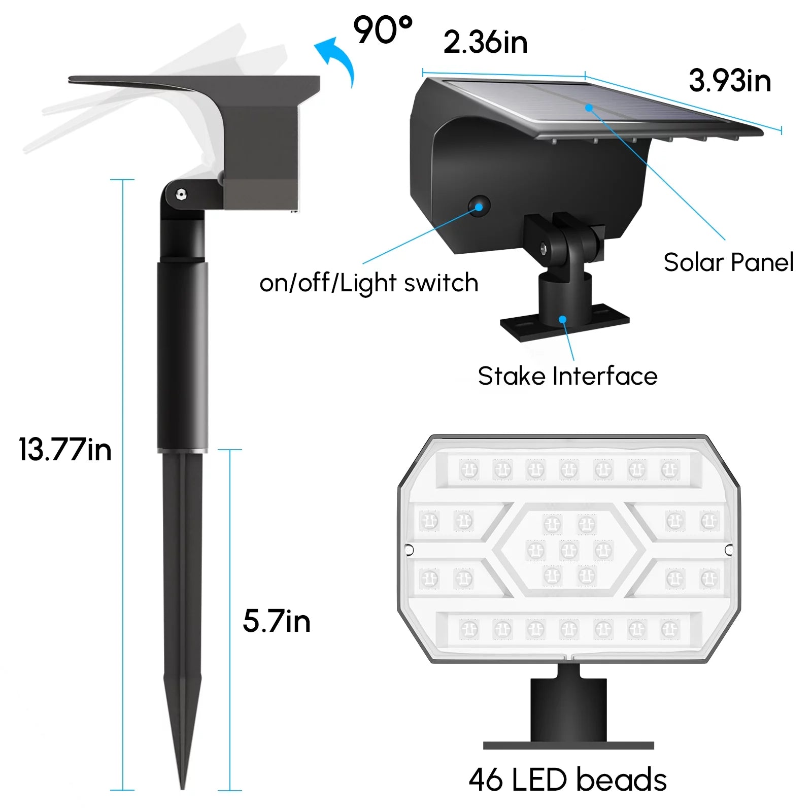 OriginalSoucing Garden Solar Powered Spotlights with multiple colors and waterproof design, ideal for outdoor lighting.