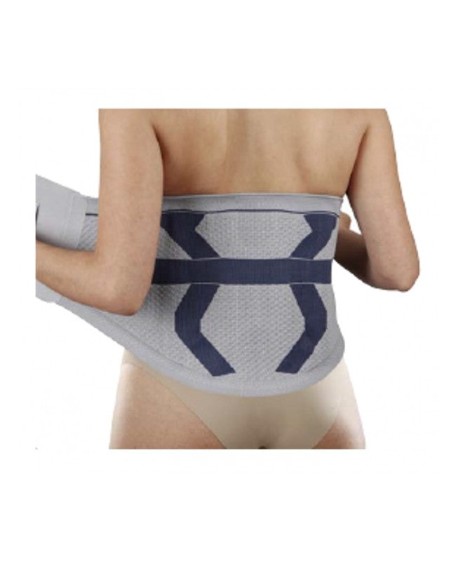 ORIONE Lumbosacral Support with splints, featuring breathable fabric and adjustable back bands for enhanced comfort and support.