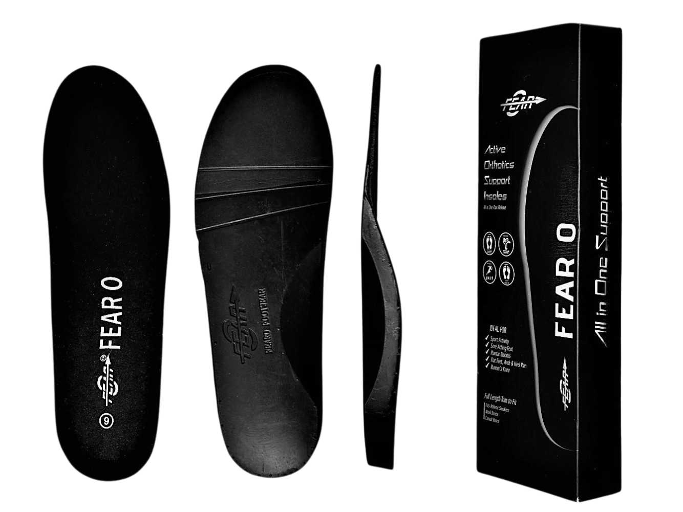 Orthopedic High Arch Support Shoe Insoles with shock-absorbing gel pads, designed for comfort and pain relief.