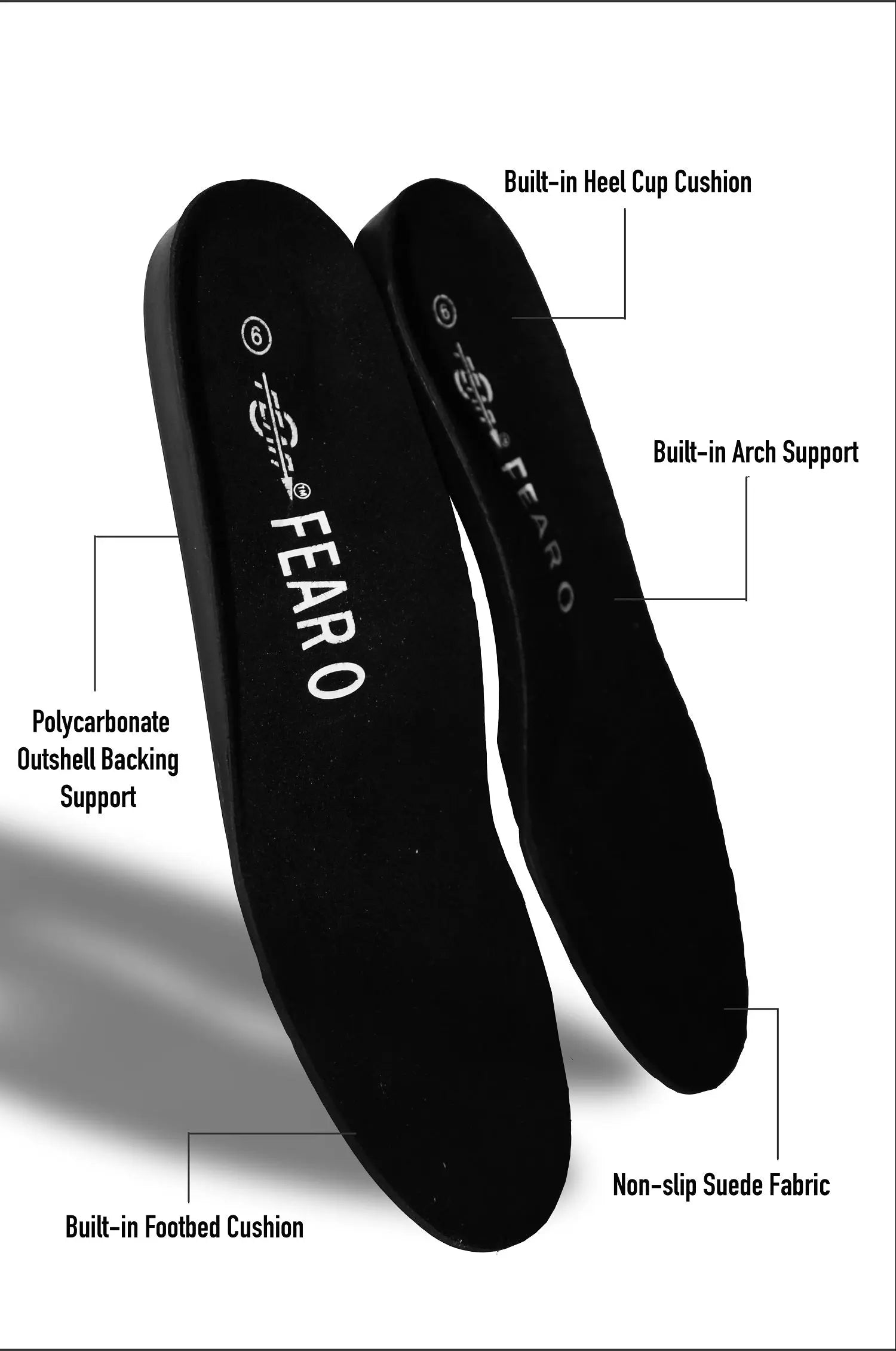 Orthopedic High Arch Support Shoe Insoles with shock-absorbing gel pads, designed for comfort and pain relief.