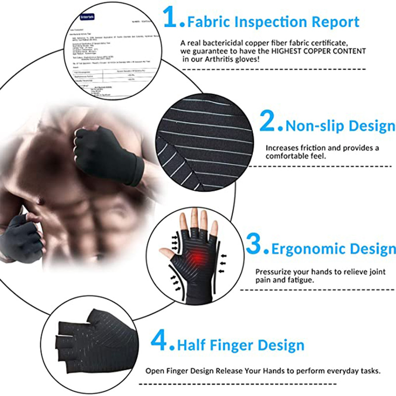 Compression gloves with design features.