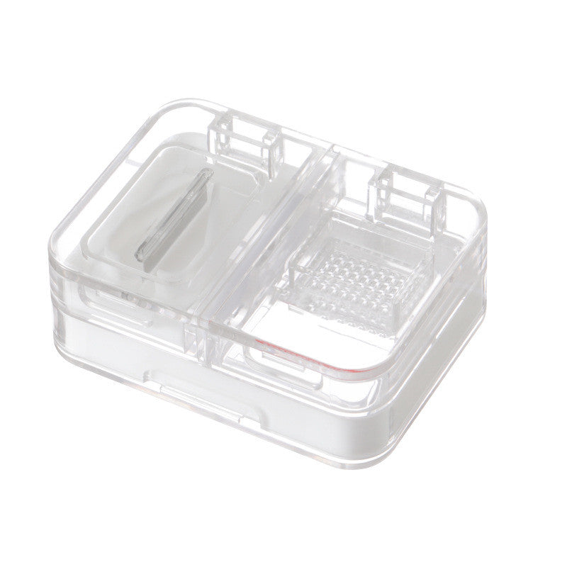 Portable Mini Packing Medicine Storage Box in red, showcasing its compact design and multifunctional features for cutting and grinding tablets.