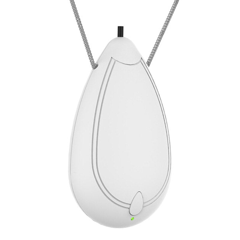 Portable USB Personal Travel Size Air Purifier Necklace in black, designed for on-the-go air purification with a stylish chain.