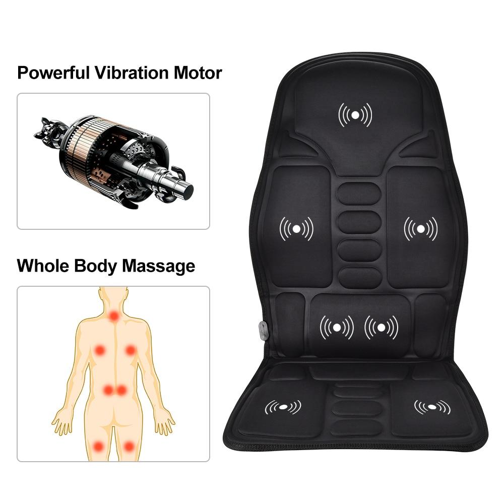 Portable Vibrating Heat Therapy Massage Cushion Mattress in black, designed for soothing vibration and heat therapy, featuring a user-friendly controller.