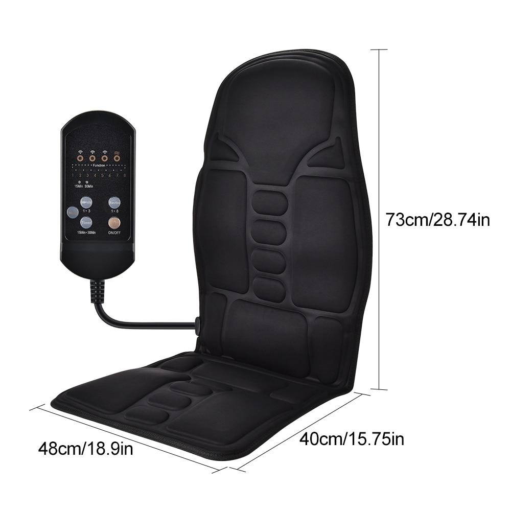 Portable Vibrating Heat Therapy Massage Cushion Mattress in black, designed for soothing vibration and heat therapy, featuring a user-friendly controller.