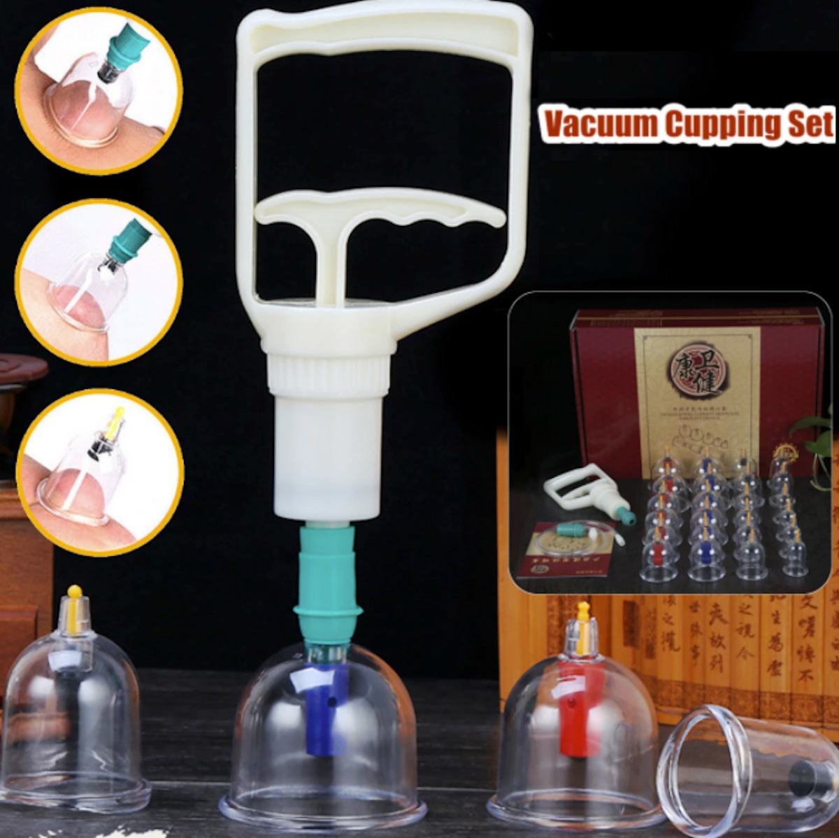 Premium 32 PCS Massage Cupping Therapy Set including various sizes of cups, pump, and accessories for effective relaxation and pain relief.