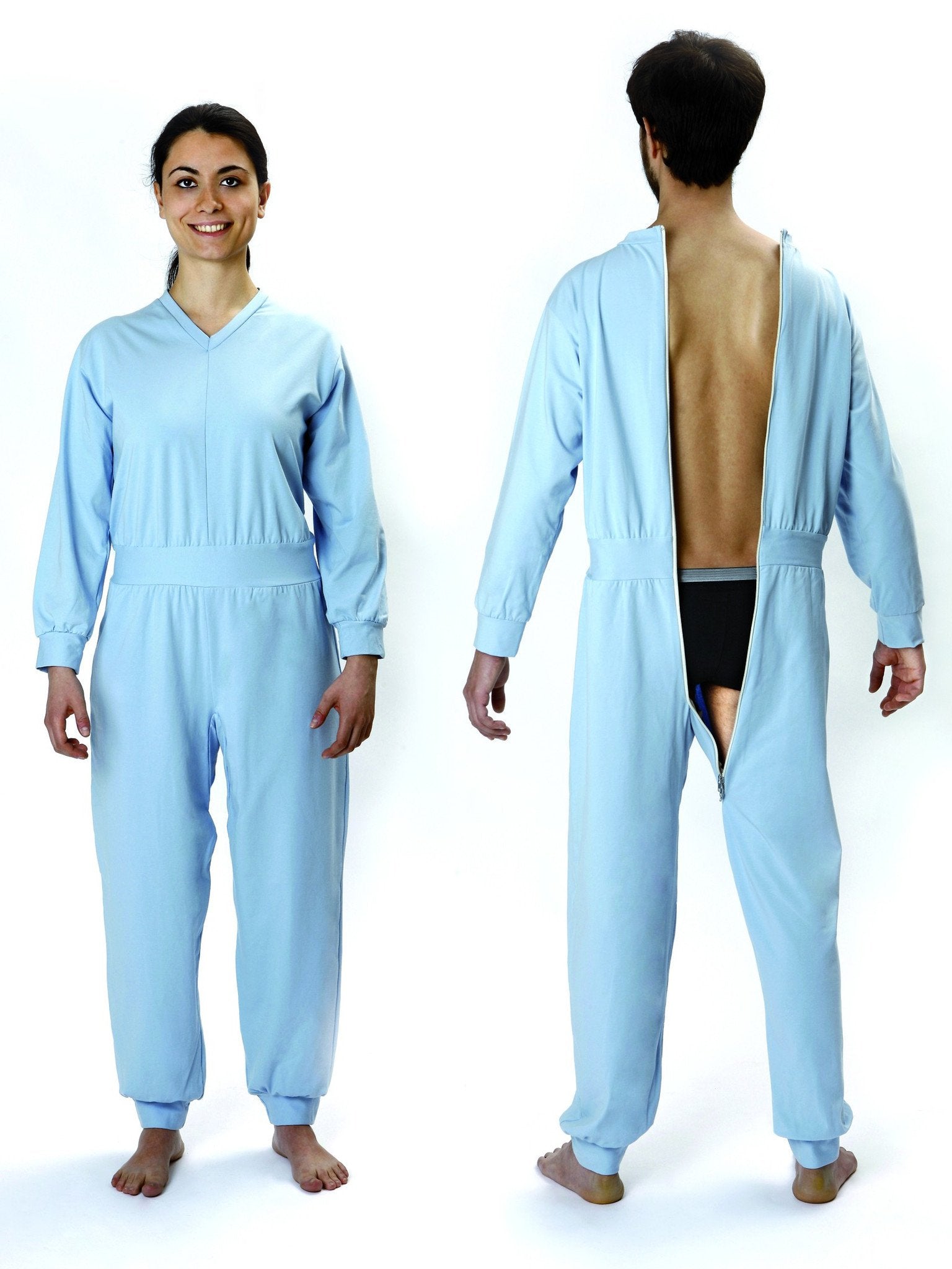 Sanitary Pyjama Orione Ref.7888 featuring a rear zip for easy diaper changes, designed for elderly and disabled individuals.