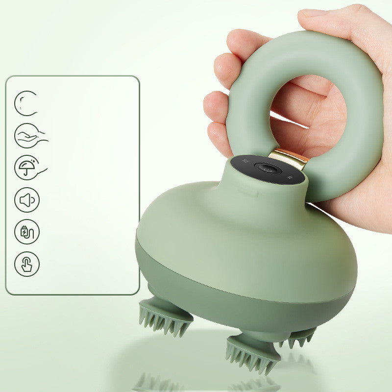 Sapphire Head Massager Claw in retro green and soft pink, designed for soothing scalp vibrations.