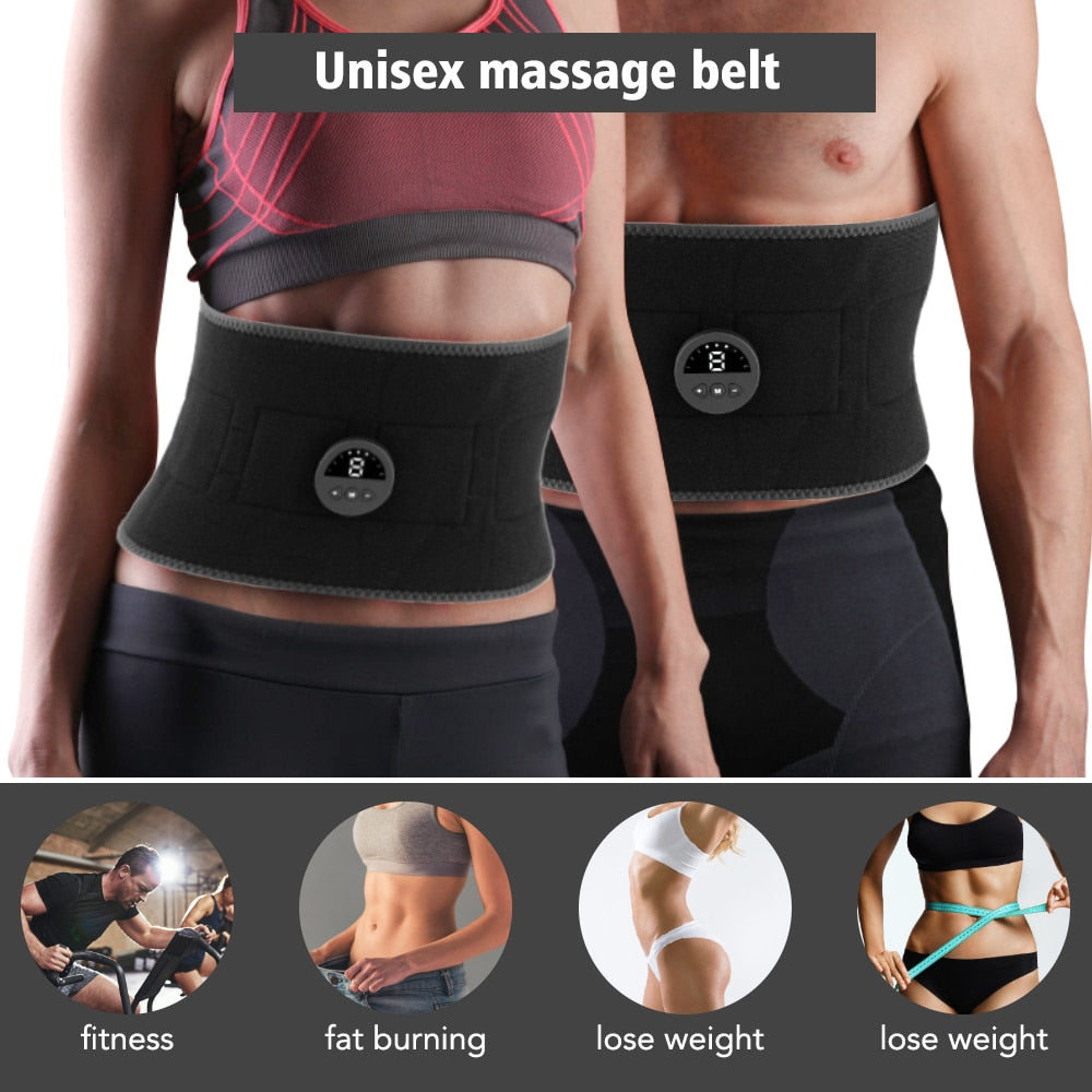 Smart Abdomen Muscle Stimulator Fat Burner Massage belt designed for effective fat burning and muscle toning, featuring a sleek black design and comfortable fit.