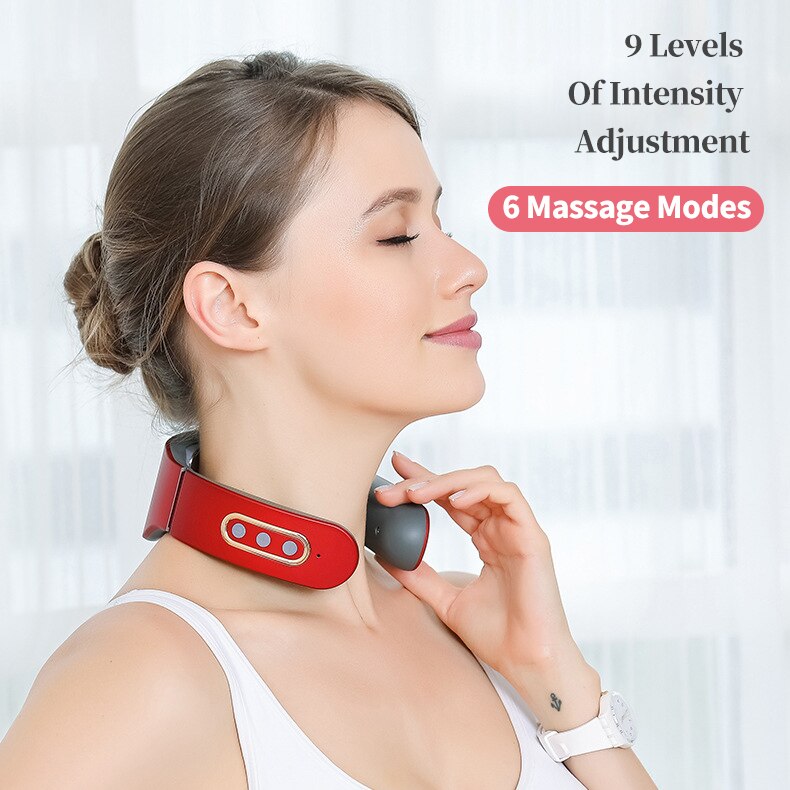 Smart Electric Neck Massager with four massage heads and USB charging, designed for neck and shoulder relief.