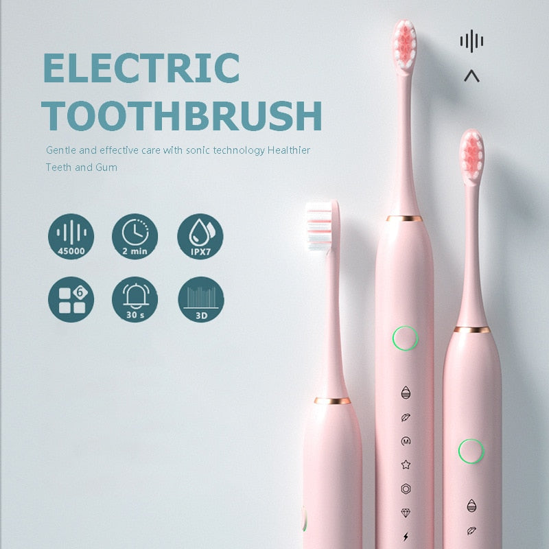 Smart Electric Sonic Toothbrush with USB charging, featuring multiple modes and DuPont bristles for effective cleaning.