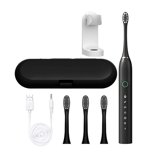 Smart Electric Sonic Toothbrush with USB charging and multiple modes, featuring a sleek design and DuPont bristles.