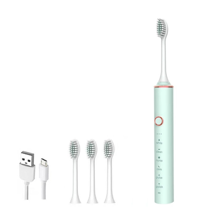 Smart Sonic Electric Toothbrush with USB charging and multiple modes, featuring DuPont bristles and waterproof design.