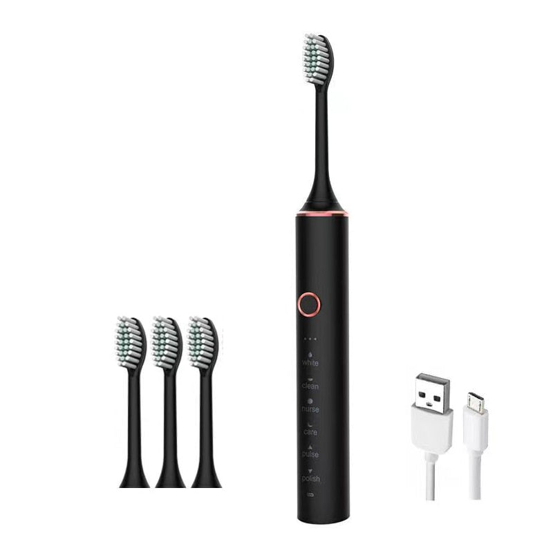 Smart Sonic Electric Toothbrush with USB charging and multiple modes, featuring DuPont bristles and waterproof design.