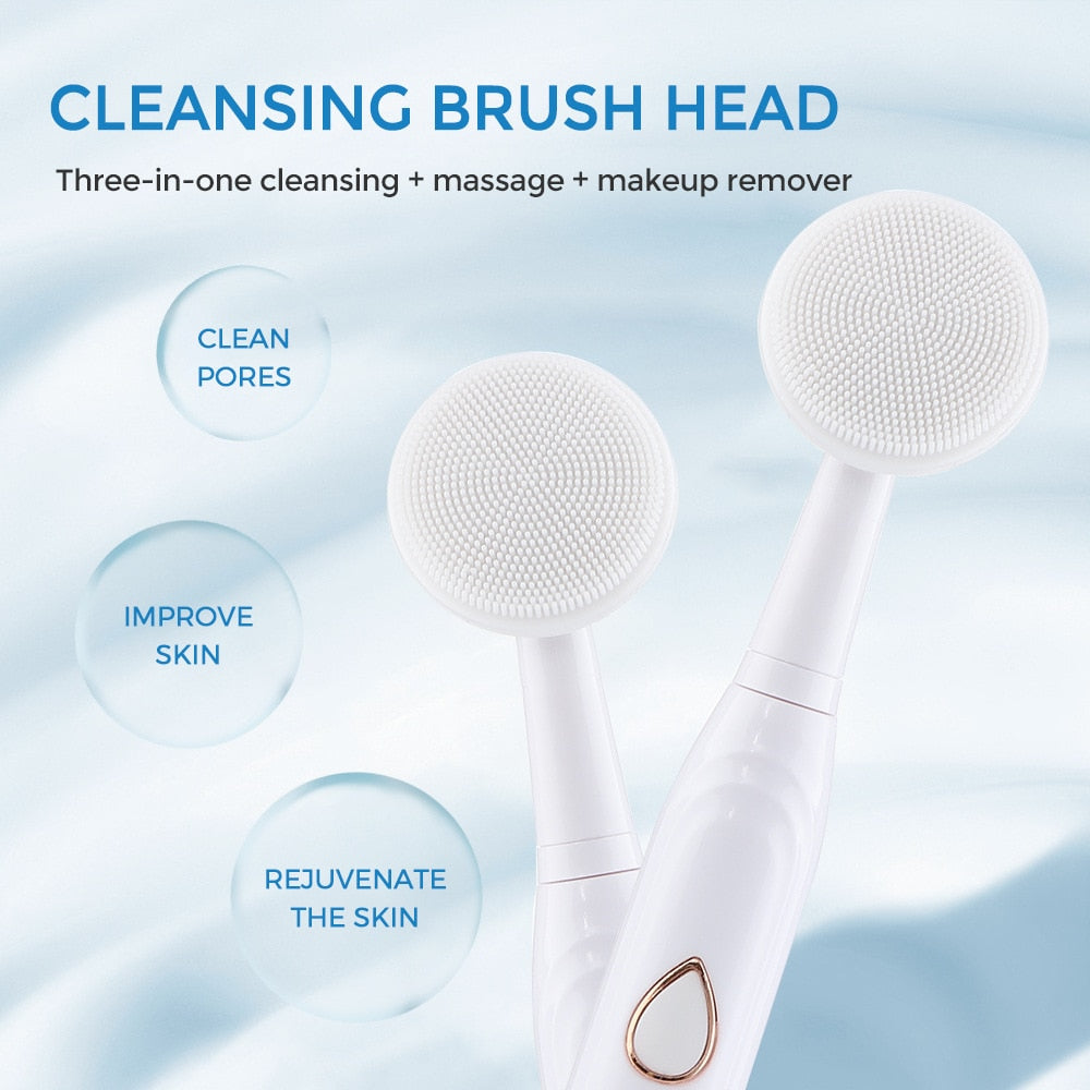 Smart Ultrasonic Electric Toothbrush with multiple modes and accessories, showcasing its sleek design and included facial care tools.