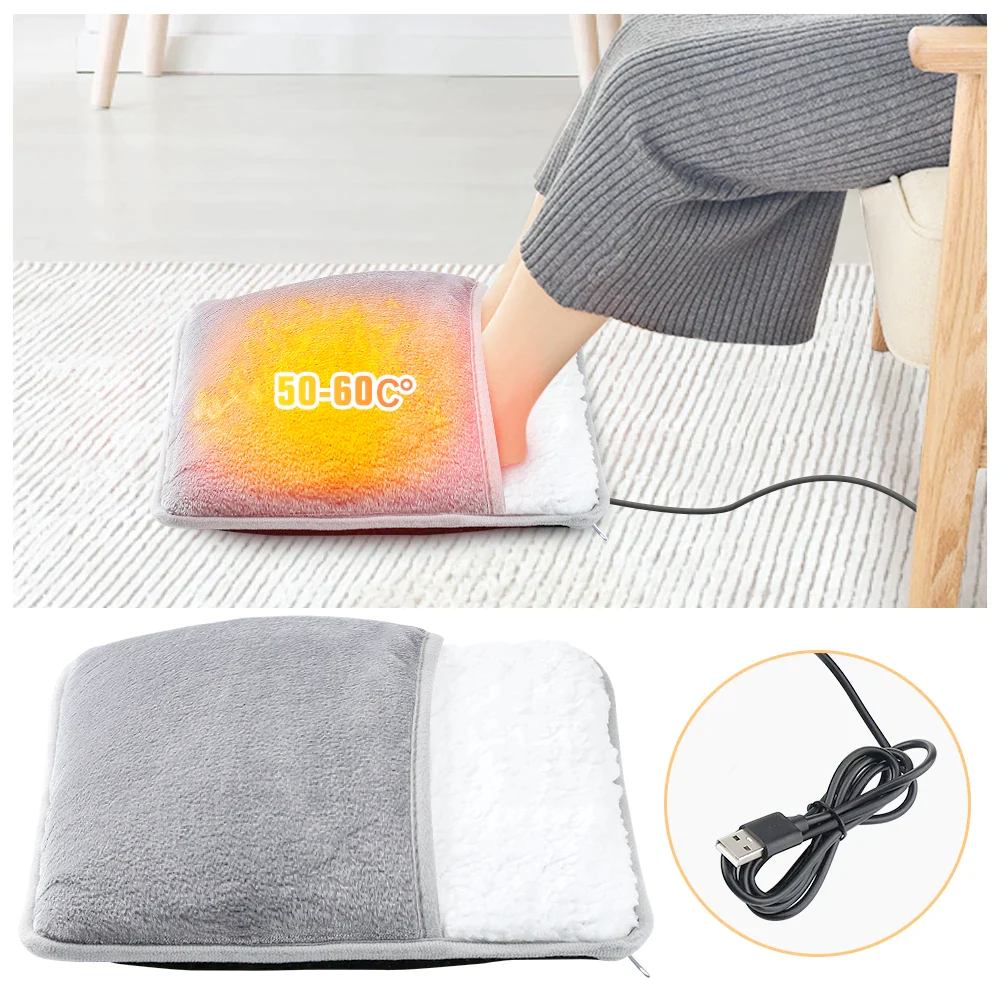 Soft Plush Winter Multi-Use Foot Warmer in grey, showcasing its plush fabric and adjustable strap for comfort.