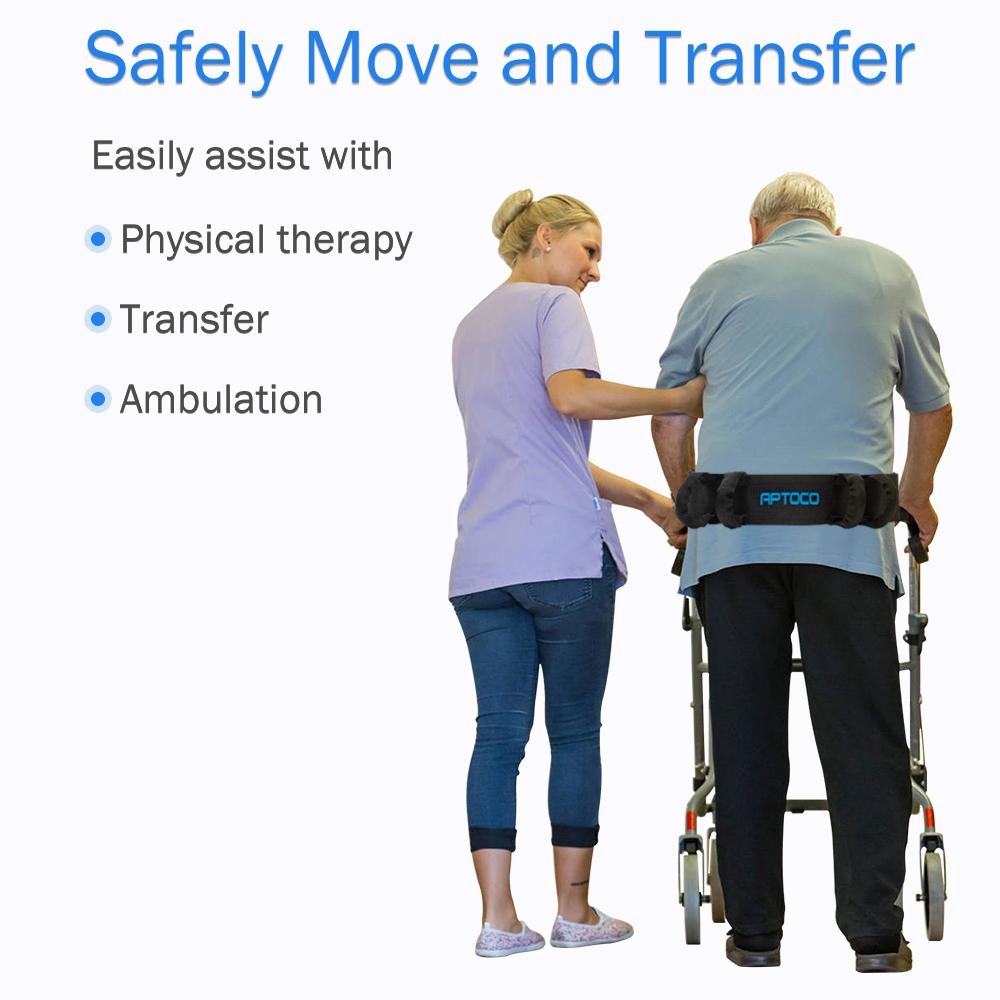 Aptoco Transfer Belt with six padded handles, adjustable buckle, and durable construction for safe patient transfers.