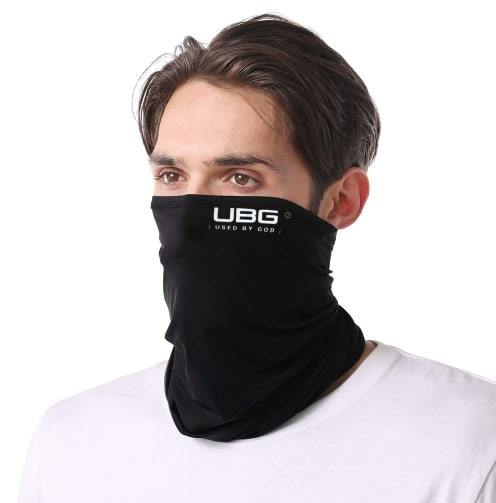 UBG Neck Gaiter made from breathable microfiber polyester, featuring a stylish design suitable for outdoor activities.