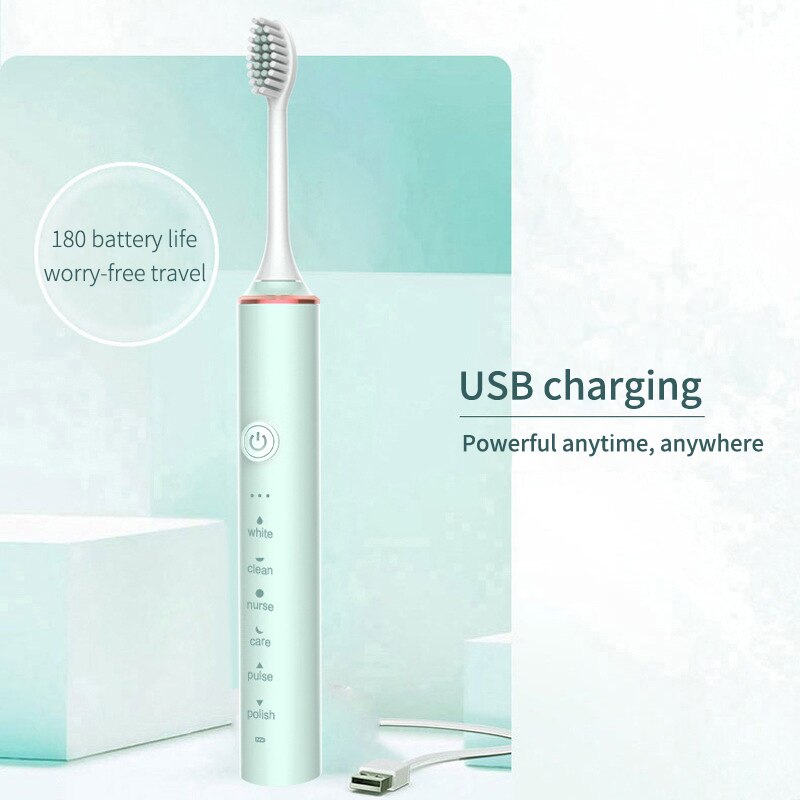 Ultrasonic Sonic Electric Toothbrush for Adults with USB charging, featuring multiple modes and waterproof design.