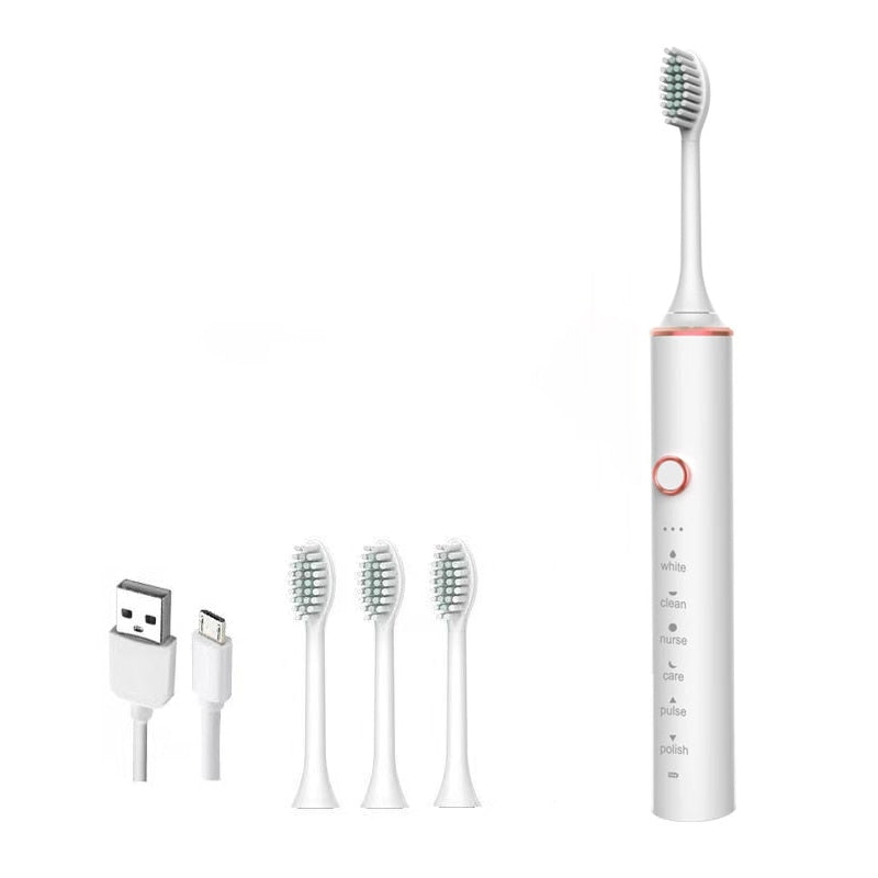 Ultrasonic Sonic Electric Toothbrush for Adults with USB charging, featuring multiple modes and waterproof design.