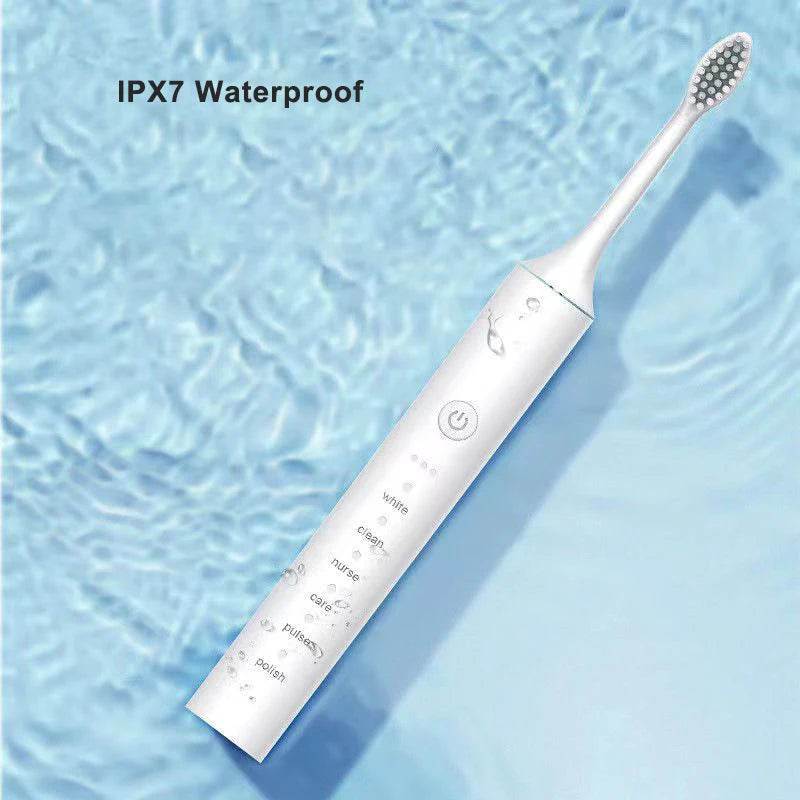 Ultrasonic Sonic Electric Toothbrush with multiple modes and DuPont toothbrush heads, showcasing its sleek design and USB charging capability.