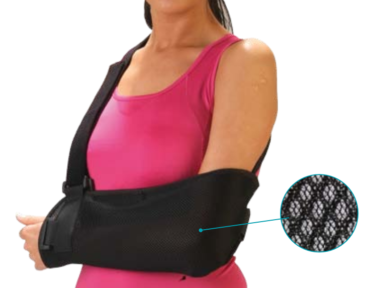 Universal Arm and Shoulder Immobilizer Ref. 9336 Orione, featuring padded support and adjustable waist strap for comfort and stability.