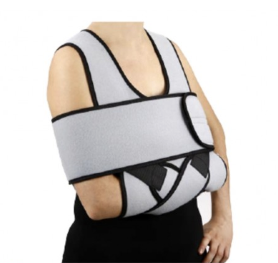 Universal Arm Sling Shoulder Immobilizer made of soft foam, designed for comfort and support, suitable for both left and right arms.