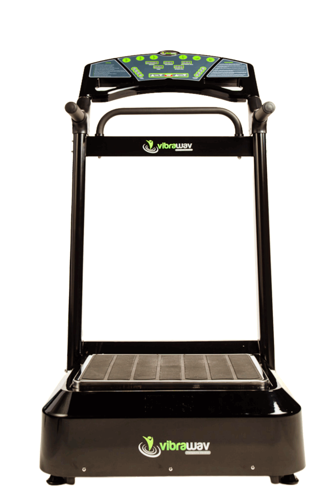 VibraWav Pro XT Vibration Platform in sleek black and silver, showcasing its large console and robust design for effective whole body workouts.