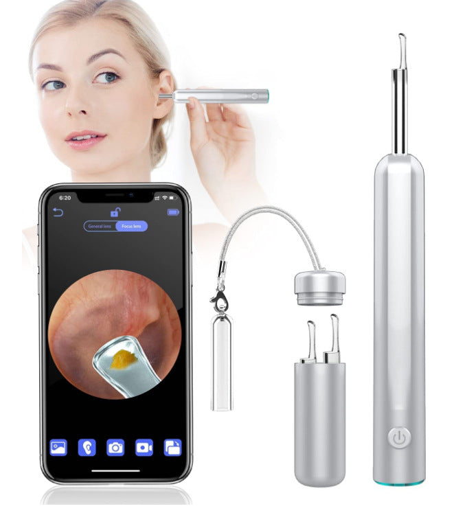 WiFi Otoscope Ear Cleaner with HD camera and LED lights, designed for safe ear cleaning and inspection.