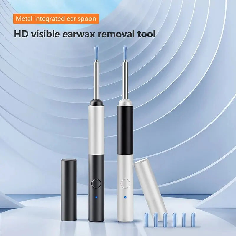 Wireless Otoscope 3.5mm Ultra-Thin WiFi Ear Scope Camera with earwax removal tool and LED lights, designed for safe ear cleaning.