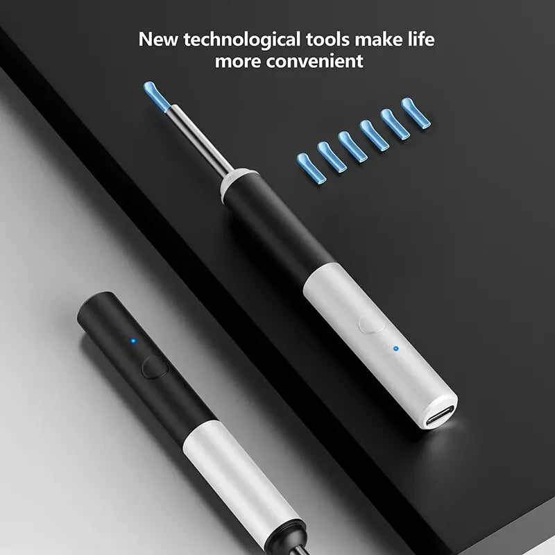 Wireless Otoscope 3.5mm Ultra-Thin WiFi Ear Scope Camera with earwax removal tool and LED lights, designed for safe ear cleaning.