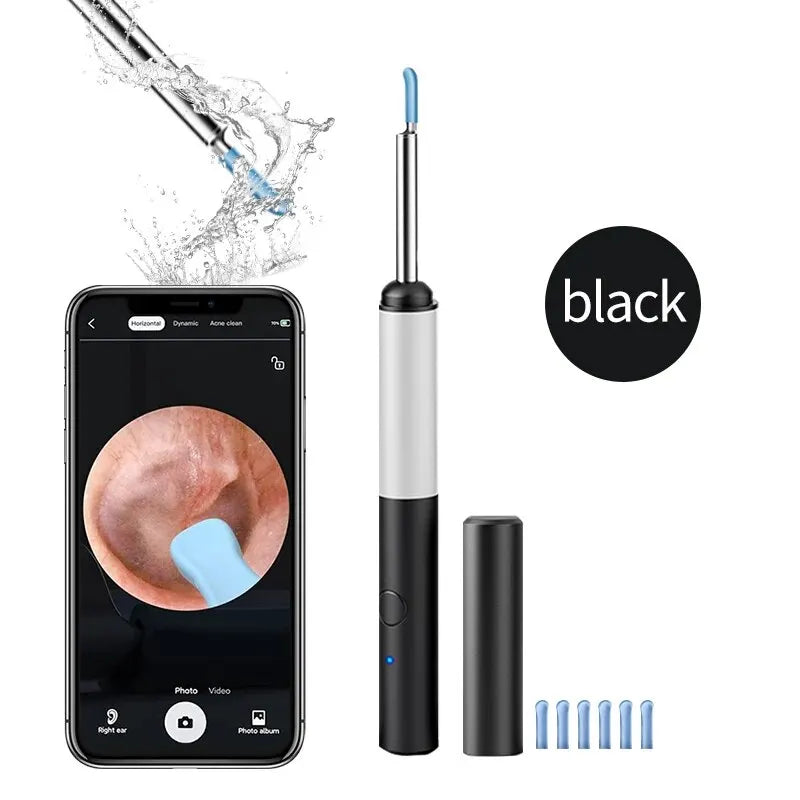 Wireless Otoscope 3.5mm Ultra-Thin WiFi Ear Scope Camera with earwax removal tool and LED lights, designed for safe ear cleaning.